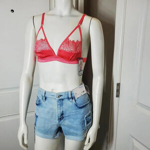 NWT Oh La La Cheri Paris Coral Salmon Lace Floral Bralette Size S/M